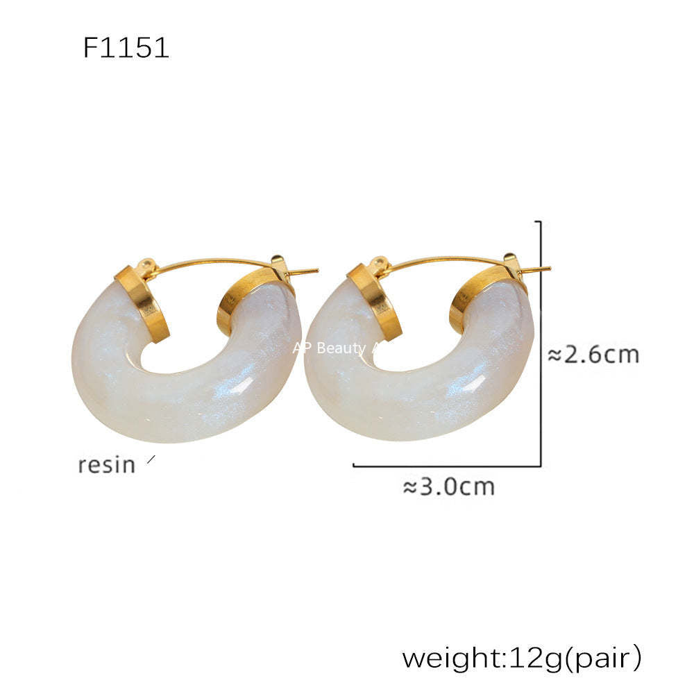 D관 - 스테인리스 스틸 캔디 컬러풀 레진 귀걸이 [F854] 24.12-4