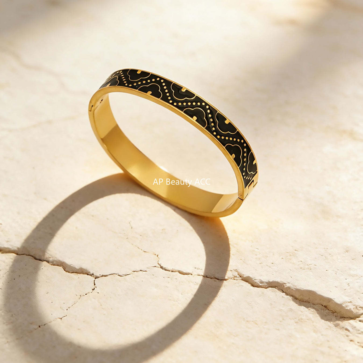 D관 - 스테인리스 스틸 18K 도금 에나멜 문양 버클 팔찌 [Z528] 25.12-3