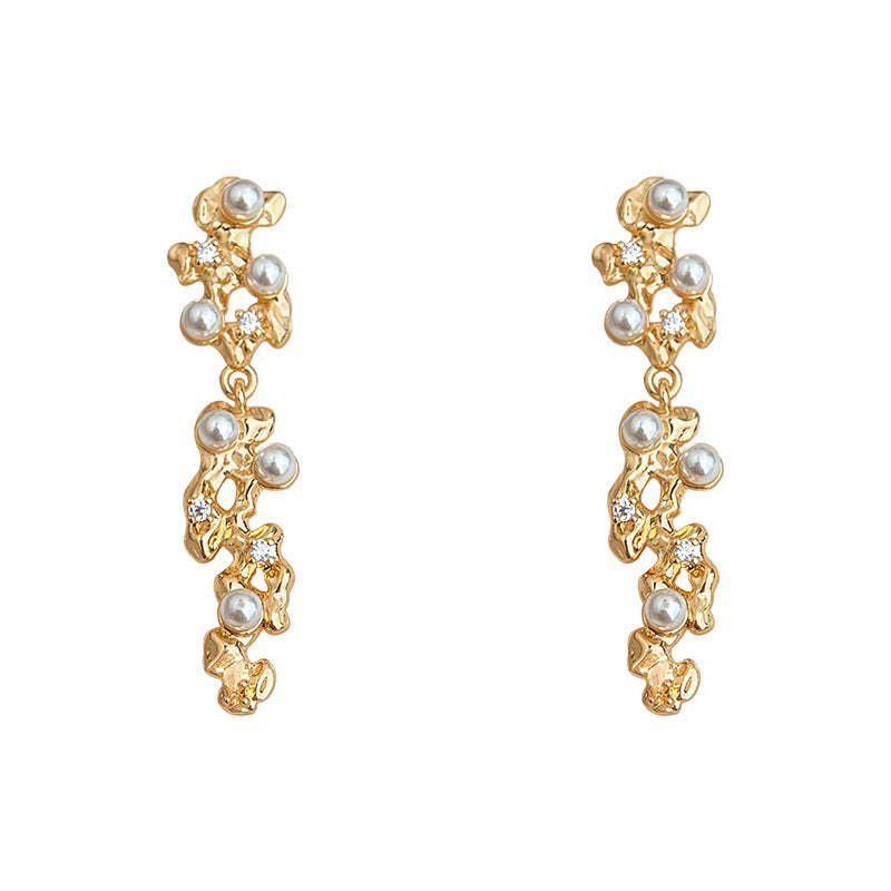 C관 - 롱 디자인 큐빅 925 은침 14K 도금 귀걸이 [6849] 25.09-4