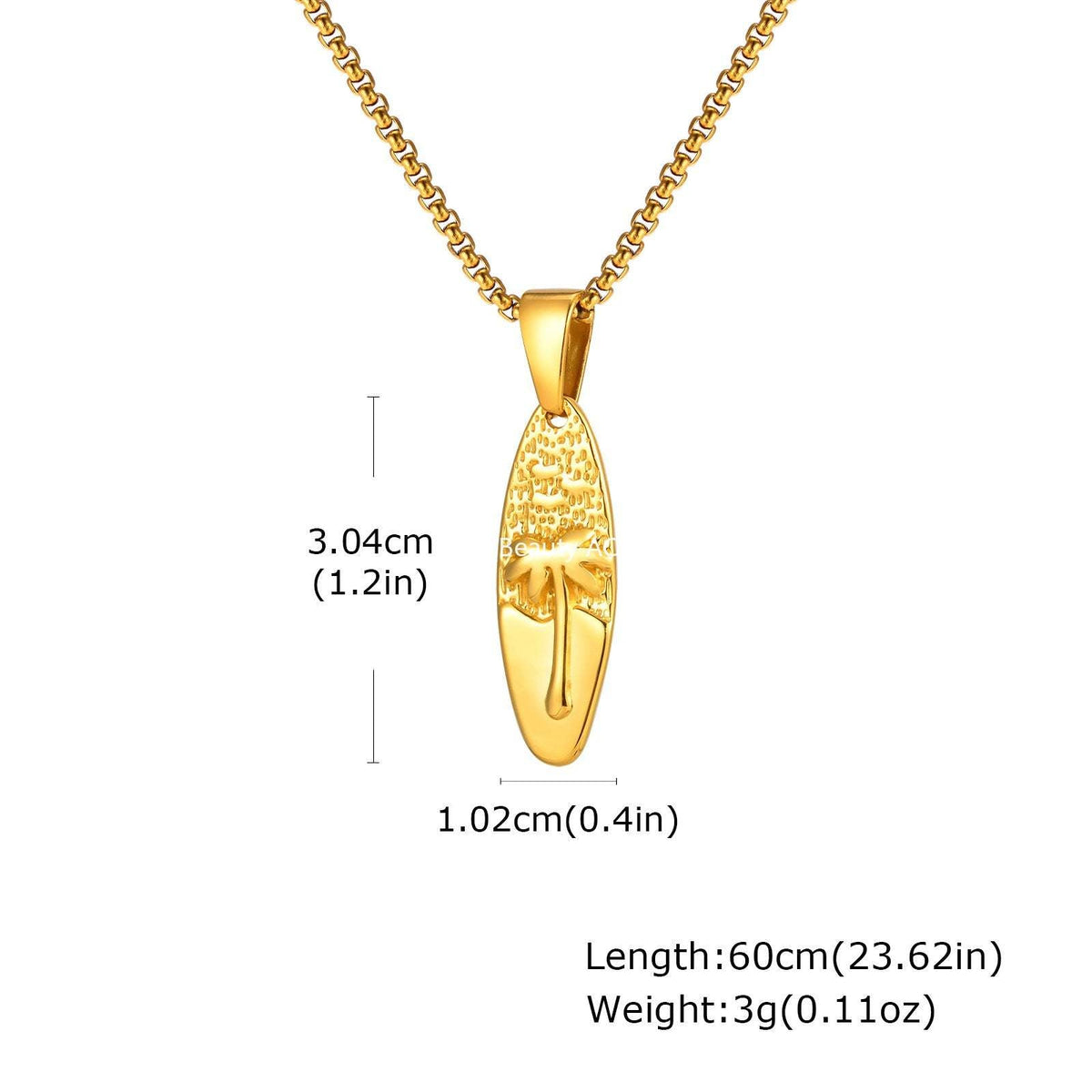 G관 - 스테인리스 타원형 야자수 펜던트 목걸이 [PN-2159] 25.10-5