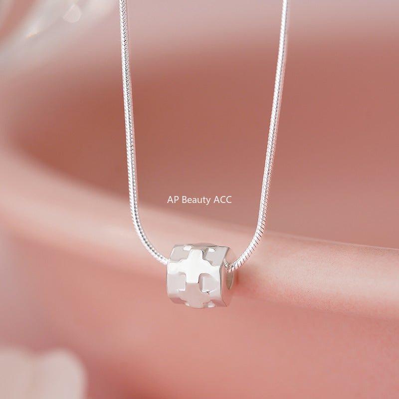 B관 - 925 실버 곡선형 크로스 펜던트 목걸이 [YC3897N] 25.10-2