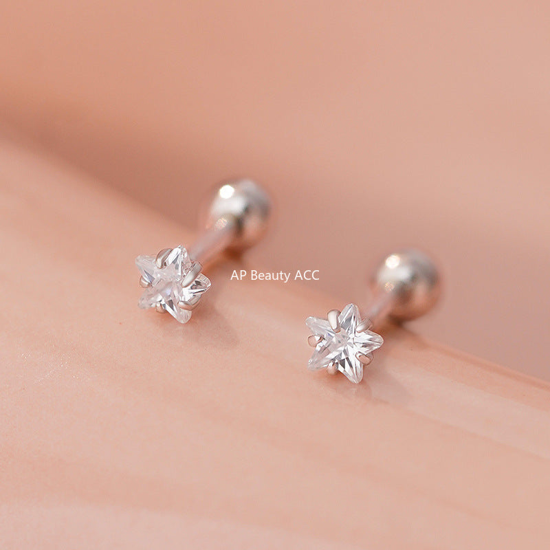B관 - 999 실버 별 모양 큐빅 피어싱 귀걸이 [YC4262E_1] 25.11-2
