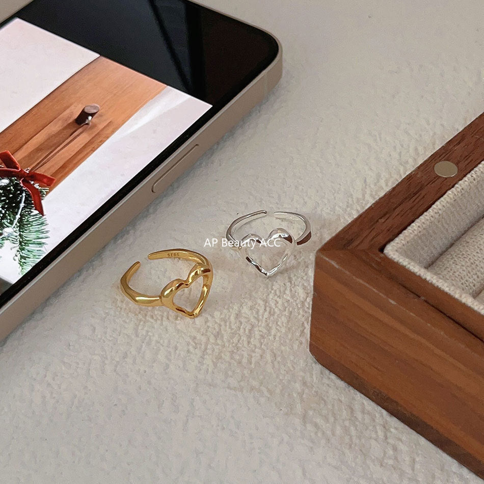 F관 - 925 실버 하트 라인 오픈형 반지 [J1934] 25.10-2