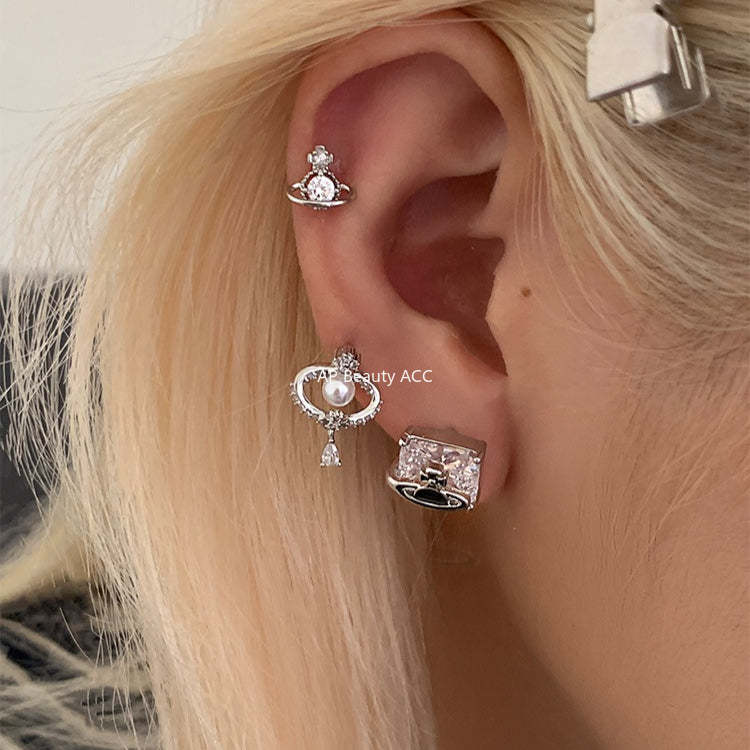 A관 - 큐빅 행성 티타늄 스틸 피어싱 귀걸이 [EH-4347] 25.12-1