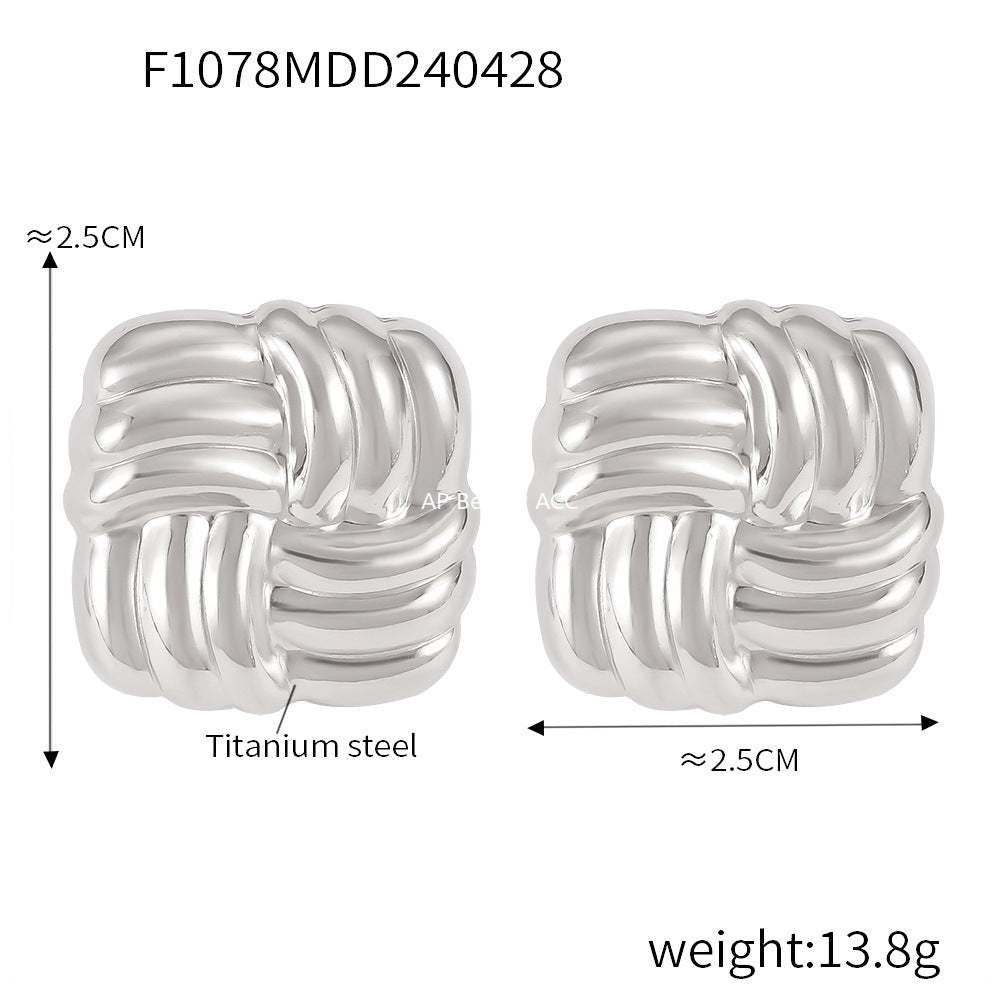 D관 - 셀럽 인기 디자인 트렌디 티타늄 스틸 굵은 링 미니멀 디자인 C자형 귀걸이 [F1076-8] 24.05-1