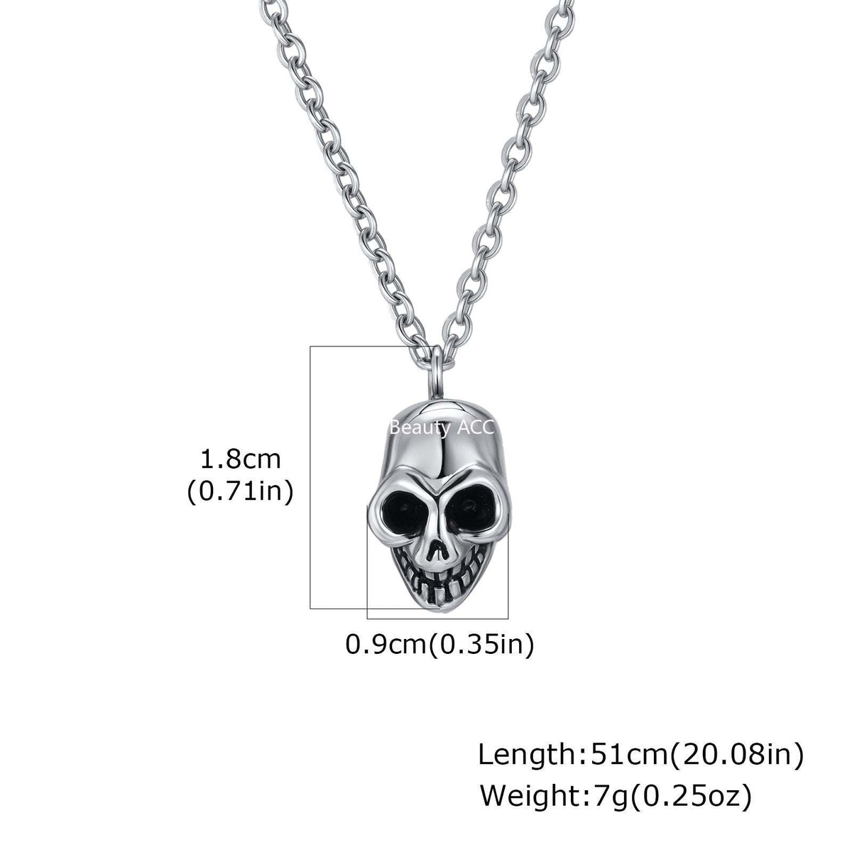 G관 - 스테인리스 스틸 해골 펜던트 체인 목걸이 [NC-2619] 25.12-2