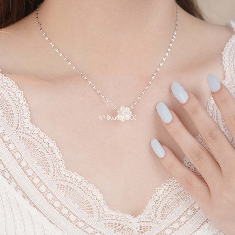 B관 - 925 실버 플라워 진주 볼 목걸이 [YC2663N_1] 25.09-4