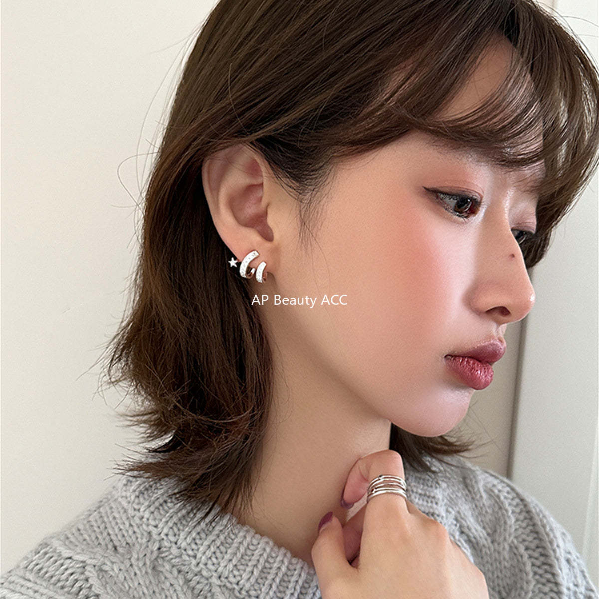 A관 - 925 은침 유성 디자인 큐빅 귀걸이 [EH-3503] 25.06-2