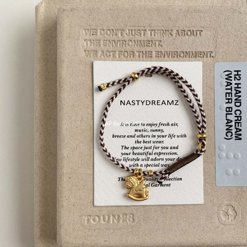 A관 - 925 실버 목마 말 펜던트 핸드메이드 스트랩 팔찌 [1630] 25.12-3