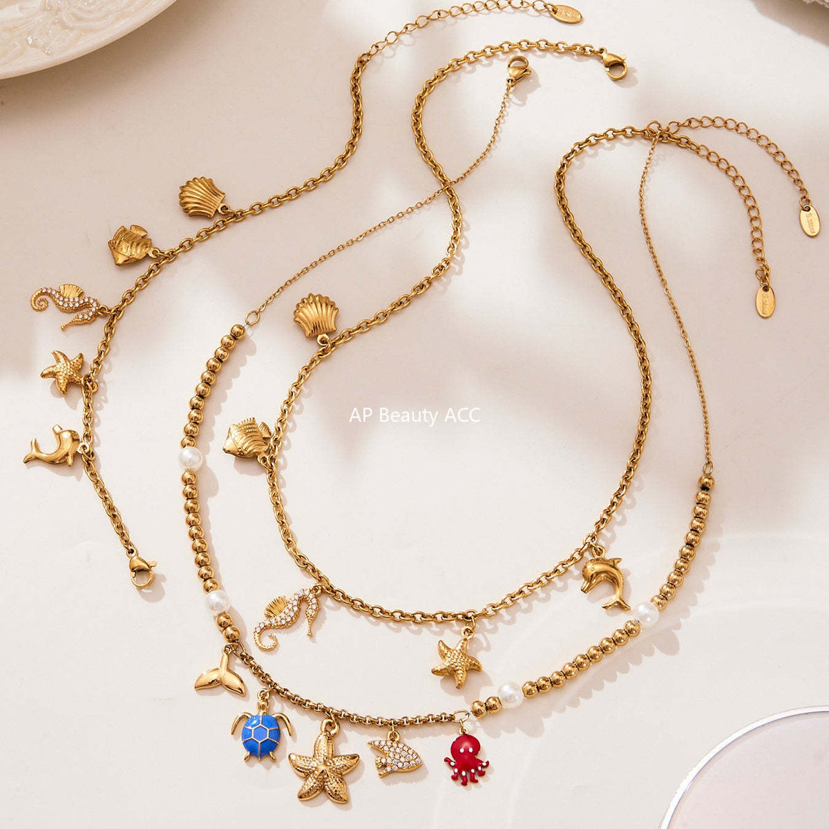 D관 - 스테인리스 스틸 해양생물 큐빅 펜던트 목걸이 팔찌 [TXP447] 25.10-4