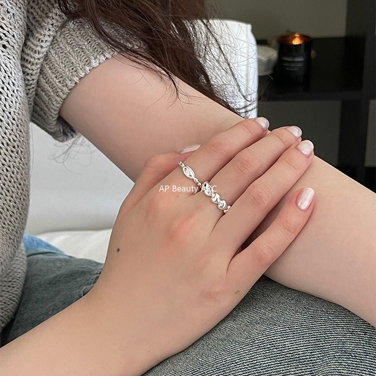 A관 - 925 실버 하트 별 큐빅 오픈형 반지 [JZ-0719] 25.11-1