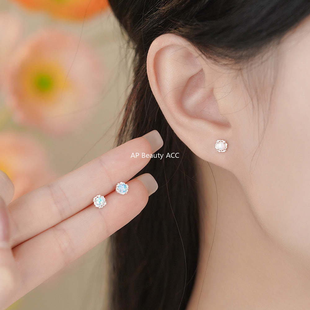 B관 - 999 실버 레이스 오팔 큐빅 귀걸이 [YC2656E_1] 25.11-4