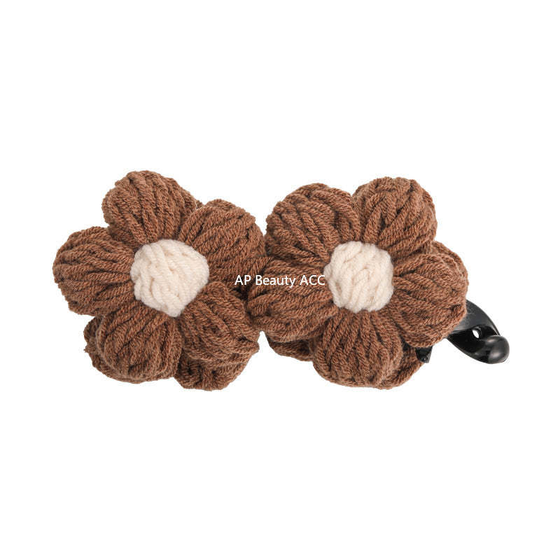 E관 - 레트로 니트 투 플라워 집게핀 [27628] 25.11-1