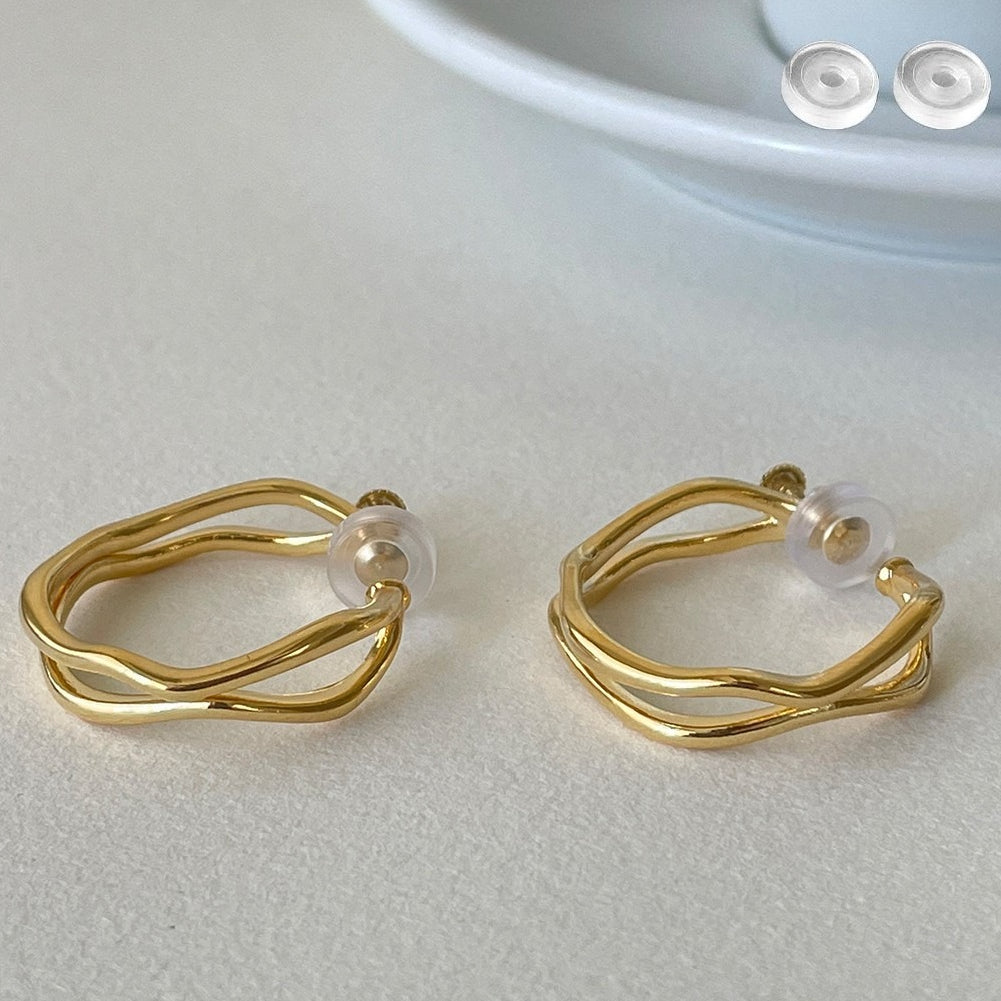 A관 - 불규칙 더블 레이어 귀찌 귀걸이 [EJ-60] 25.12-3