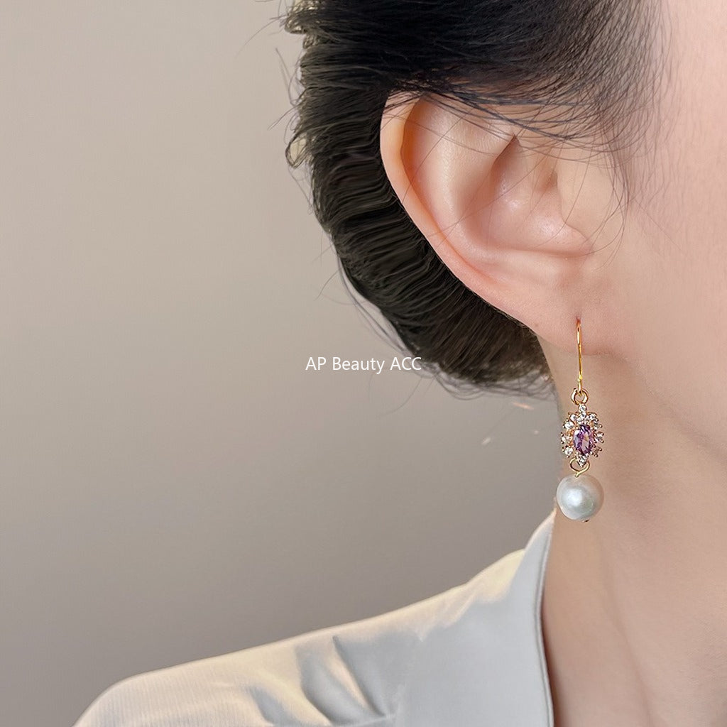 C관 - 천연 담수진주 미니 큐빅 핸드메이드 후크 귀걸이 [7027] 25.11-1