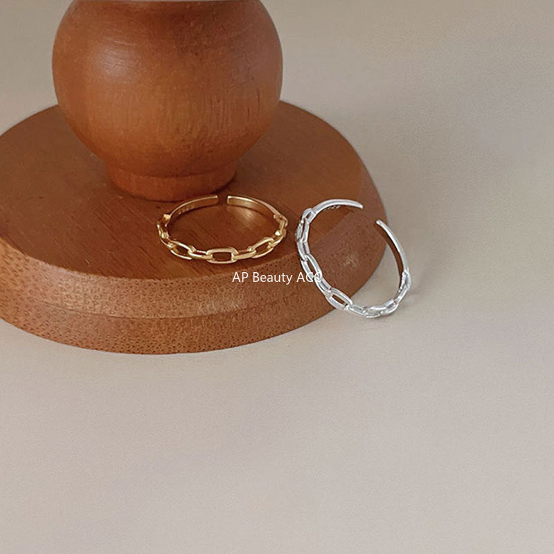 F관 - 925 실버 체인 디자인 오픈형 반지 [J1427] 25.10-1