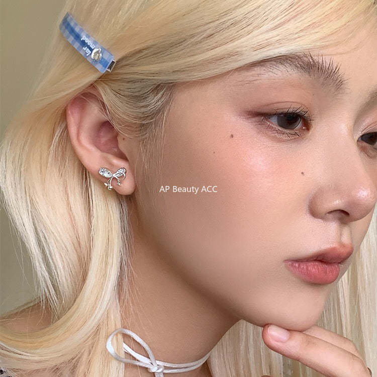 A관 - 925 은침 리본 별 큐빅 귀걸이 [EH-4329] 25.12-1