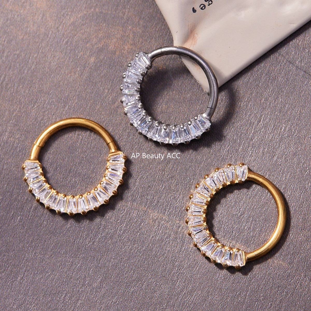 D관 - 티타늄 합금 스틸 큐빅 심리스 링 코 피어싱 [T001] 25.11-2