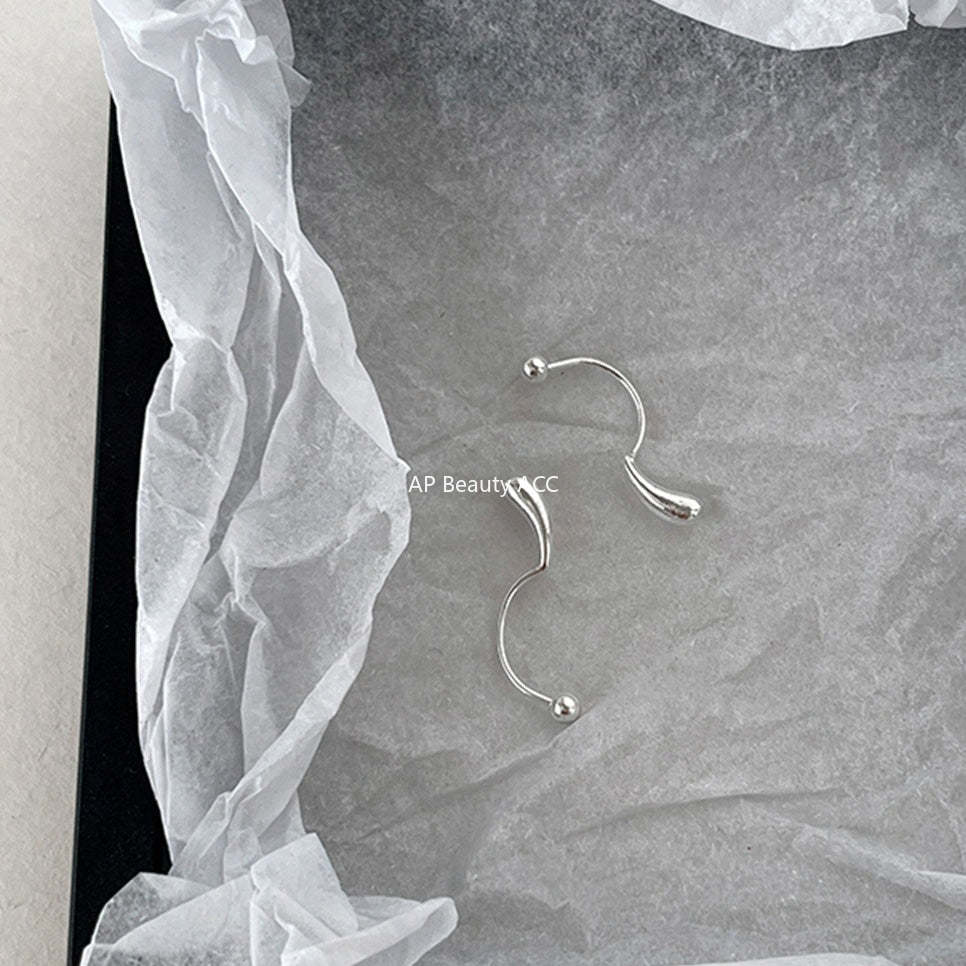 A관 - 999 실버 물방울 디자인 피어싱 귀걸이 [EH-3953] 25.10-4