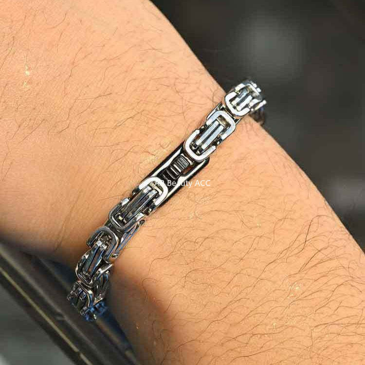 G관 - 스테인리스 일자형 블랙 연결 체인 팔찌 [BR-2701] 25.10-5