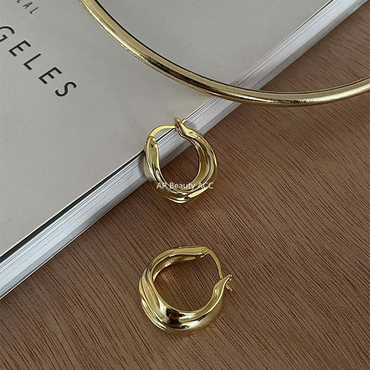 A관 - 주름 모양 925 은침 후프 귀걸이 [EH-2071.EBSJ] 25.12-3