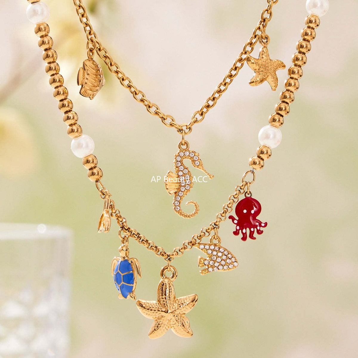 D관 - 스테인리스 스틸 해양생물 큐빅 펜던트 목걸이 팔찌 [TXP447] 25.10-4