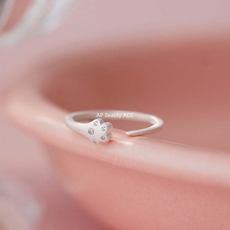 B관 - 999 실버 고양이 발 디자인 오픈형 반지 [YC3624R_1] 25.10-4