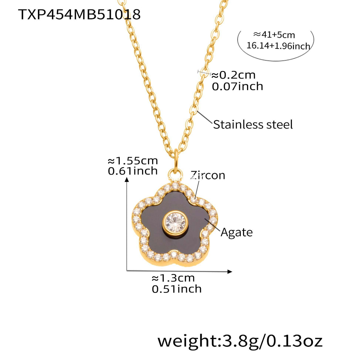 D관 - 스테인리스 스틸 크리스탈 큐브 플라워 큐빅 펜던트 목걸이 팔찌 [TXP453] 25.10-4