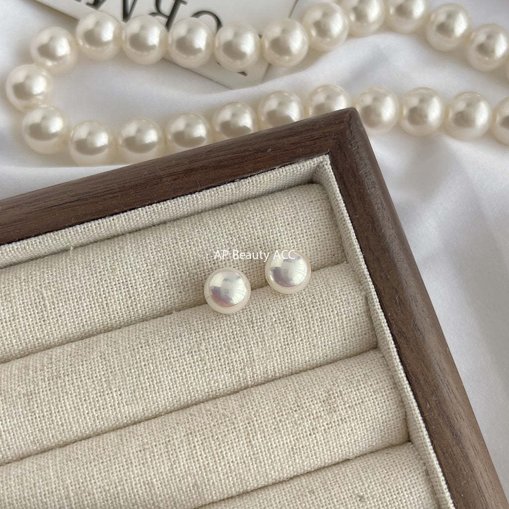 C관 - 고품질 담수 진주 라운드 펄 14K 도금 은침 귀걸이 [4566-4570] 24.07-2
