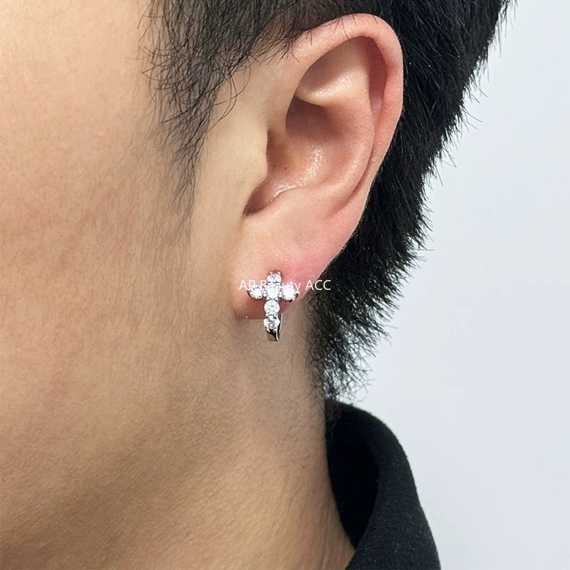 G관 - 큐빅 십자가 디자인 링형 귀찌 귀걸이 [ER861] 25.10-2