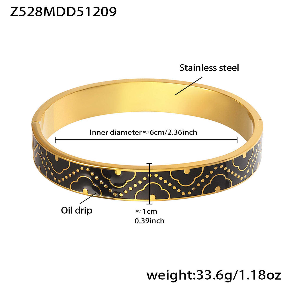 D관 - 스테인리스 스틸 18K 도금 에나멜 문양 버클 팔찌 [Z528] 25.12-3