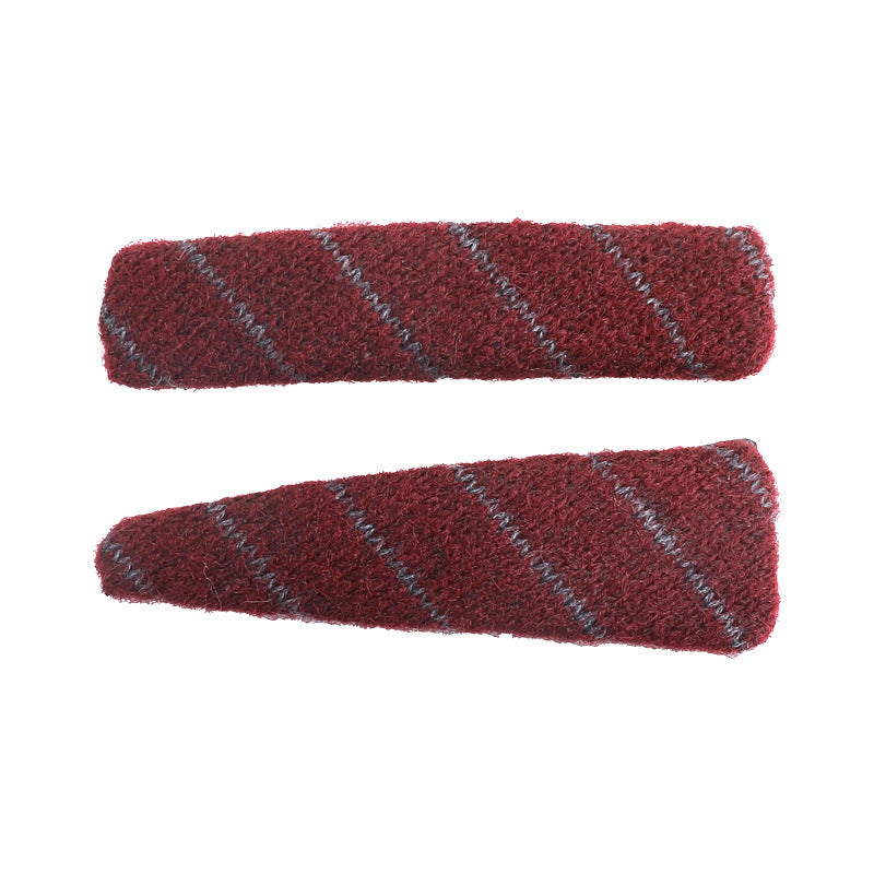 E관 - 털실 사선 스트라이프 빈티지 세트 헤어핀 [27529] 25.10-1