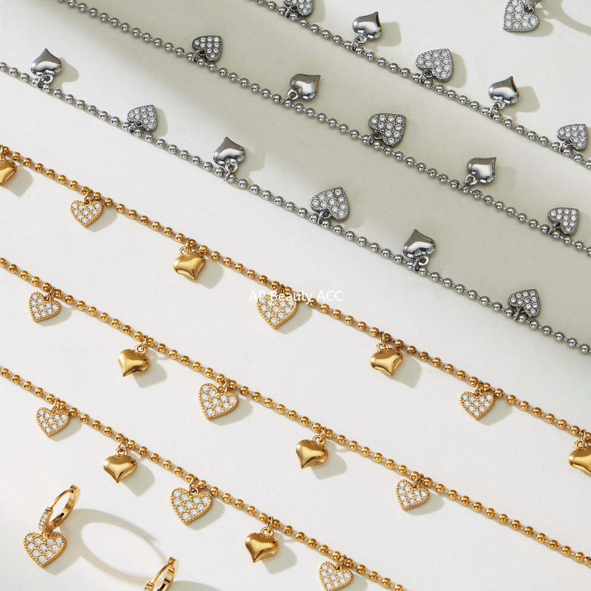 D관 - 스테인리스 스틸 하트 풀큐빅 18K 도금 펜던트 귀걸이 목걸이 팔찌 발찌 [TXP504] 25.11-4