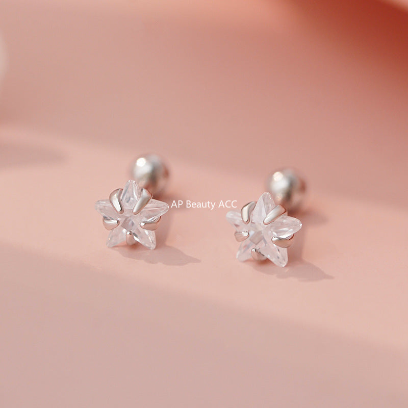 B관 - 999 실버 별 모양 큐빅 피어싱 귀걸이 [YC4262E_1] 25.11-2