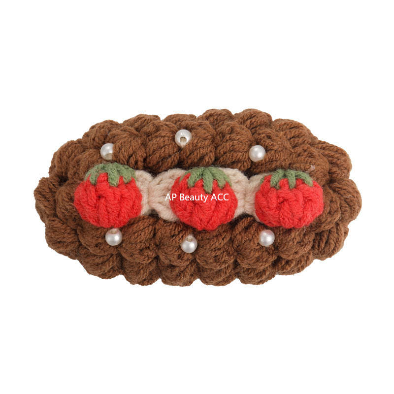 E관 - 핸드메이드 코바늘 니트 과일 디자인 헤어핀 [27629] 25.11-1