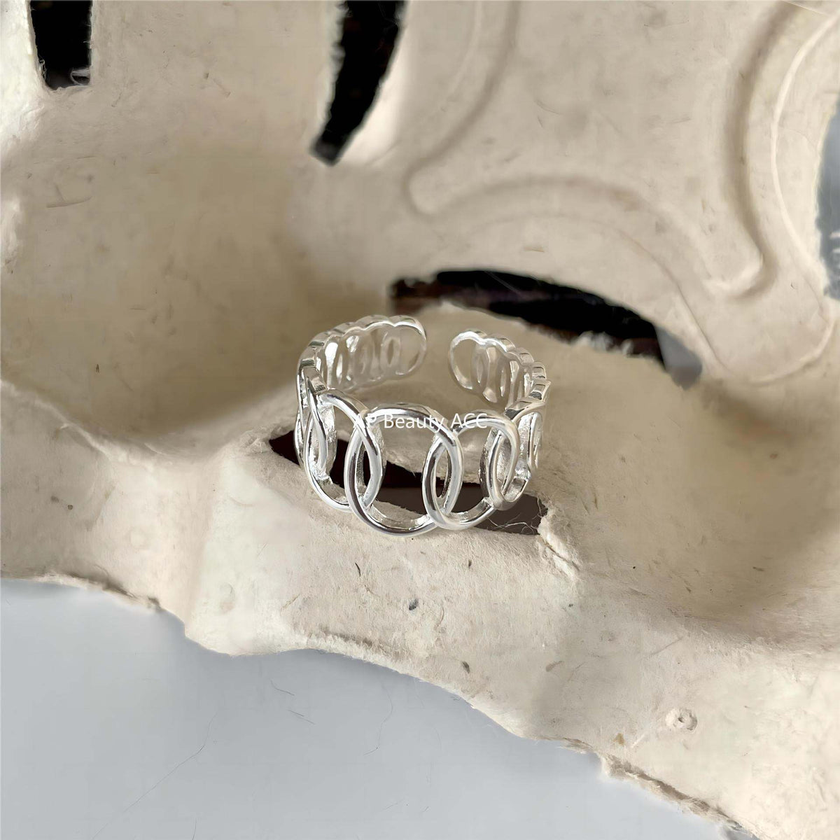 F관 - 925 실버 라인 타원 오픈형 반지 [J1899] 25.12-2