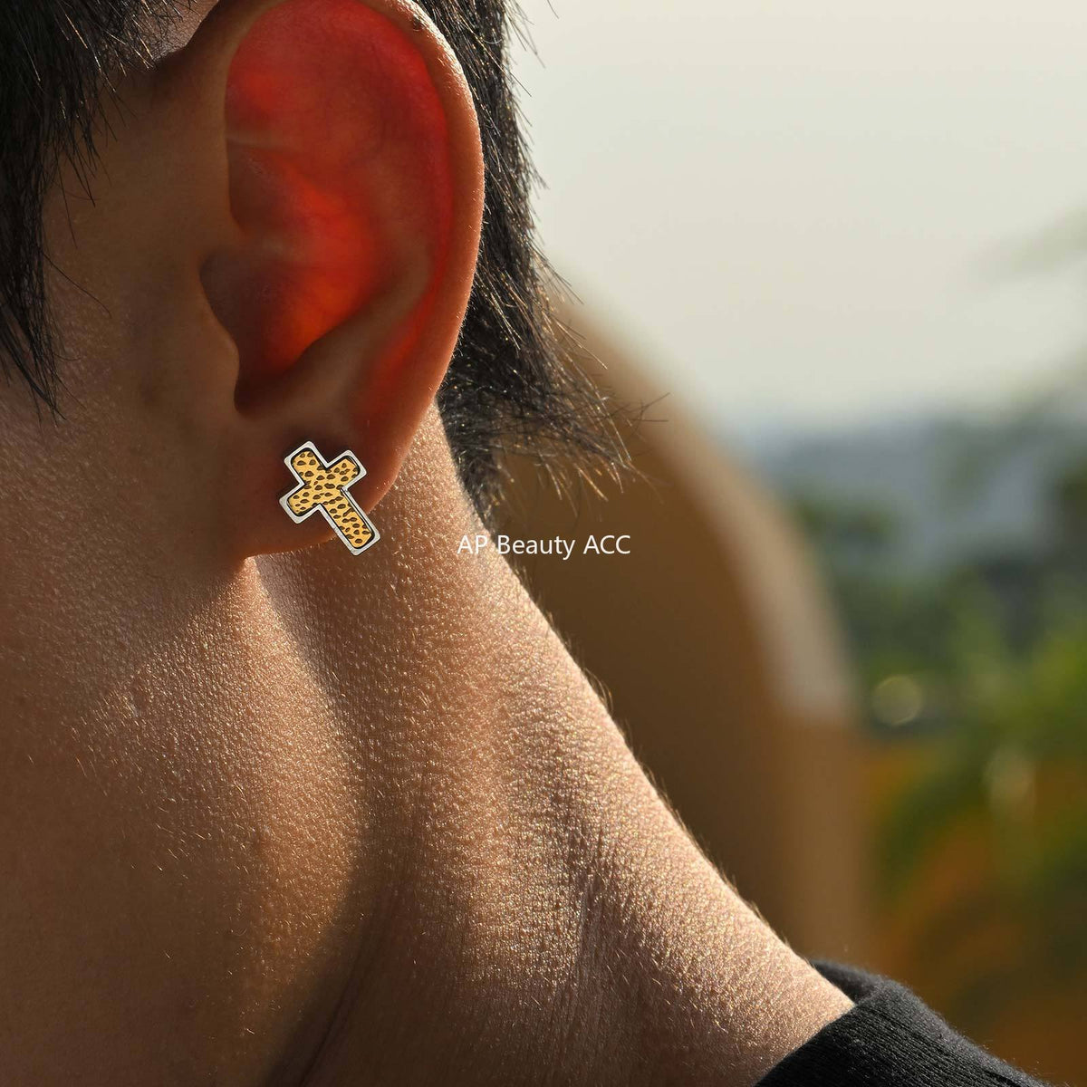 G관 - 스테인리스 스틸 펀칭 십자가 디자인 귀걸이 [ES-720] 25.11-1
