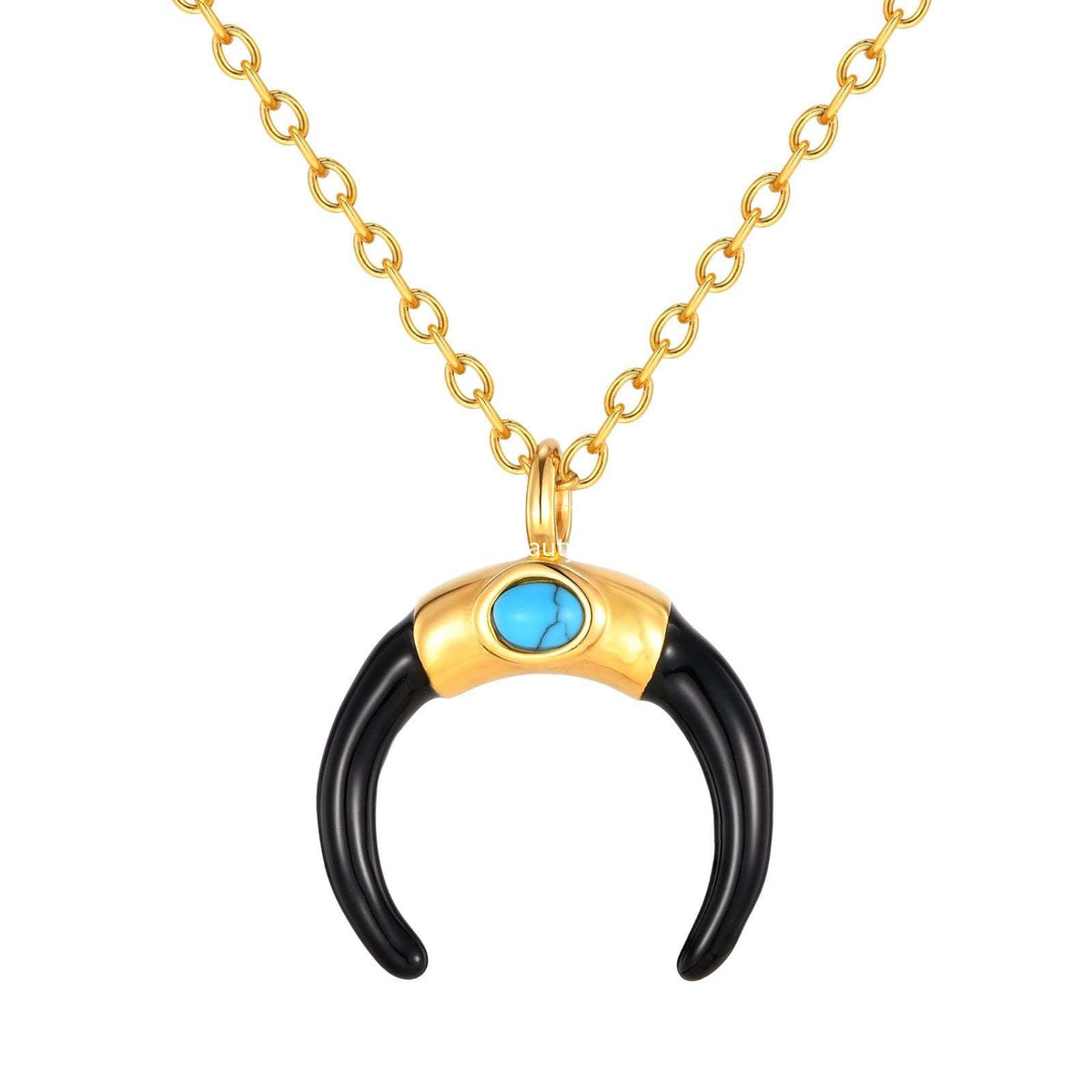 G관 - 스테인리스 스틸 터키석 달 모양 펜던트 목걸이 [PN-2230] 25.10-4