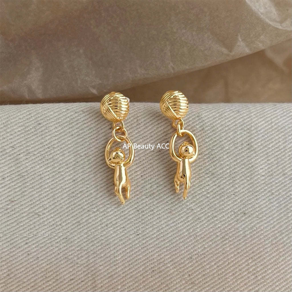 C관 - 925 은침 고양이 털실 디자인 귀걸이 [7042] 25.11-1