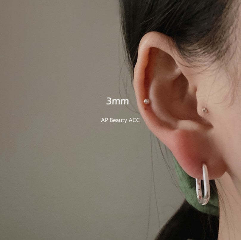 F관 - 925 실버 비즈 피어싱 귀걸이 [C876] 25.12-1