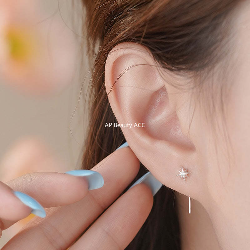 B관 - 999 실버 팔각별 큐빅 드롭 귀걸이 [YC6400E_1] 25.09-4