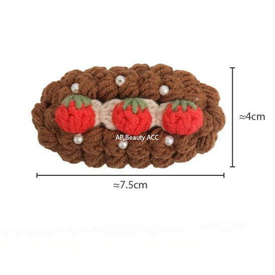 E관 - 핸드메이드 코바늘 니트 과일 디자인 헤어핀 [27629] 25.11-1