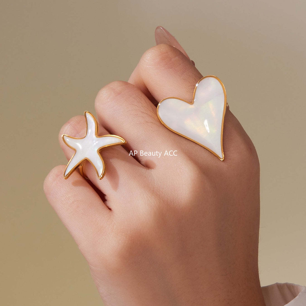 D관 - 천연 자개 에나멜 하트 별 펜던트 스테인리스 스틸 귀걸이 반지 [TXF410] 25.09-4