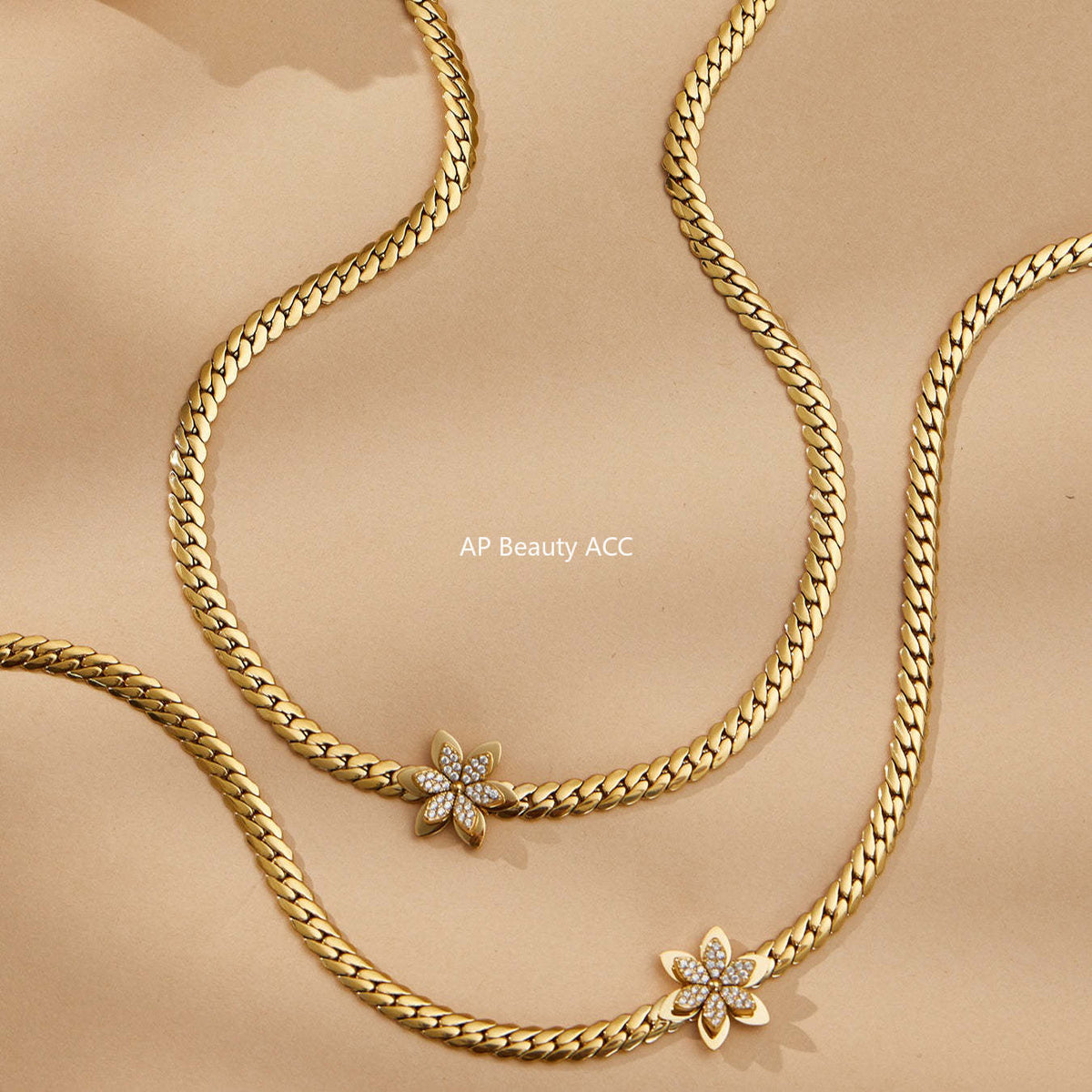 D관 - 스테인리스 스틸 큐빅 플라워 펜던트 목걸이 팔찌 [TXP525] 25.12-3