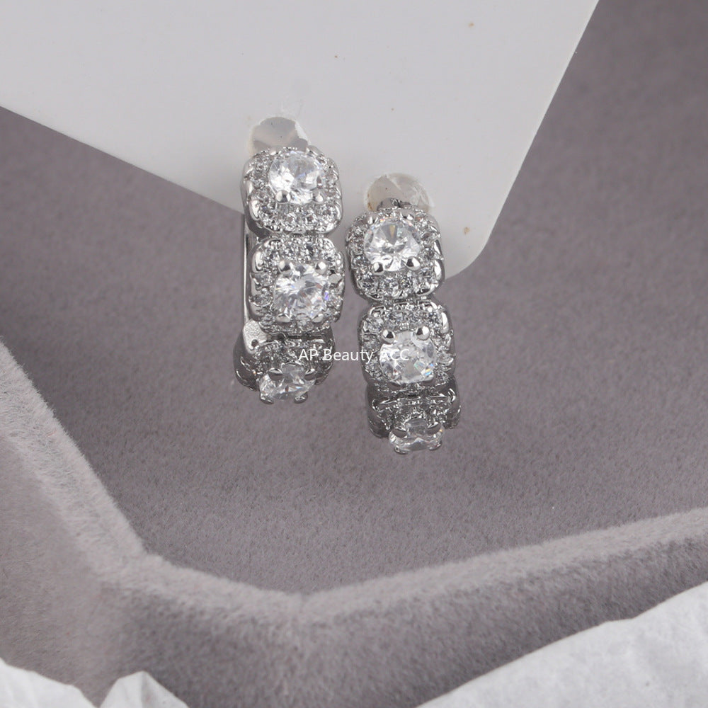 G관 - 블링 사각형 큐빅 링 귀걸이 [ER855] 25.10-1