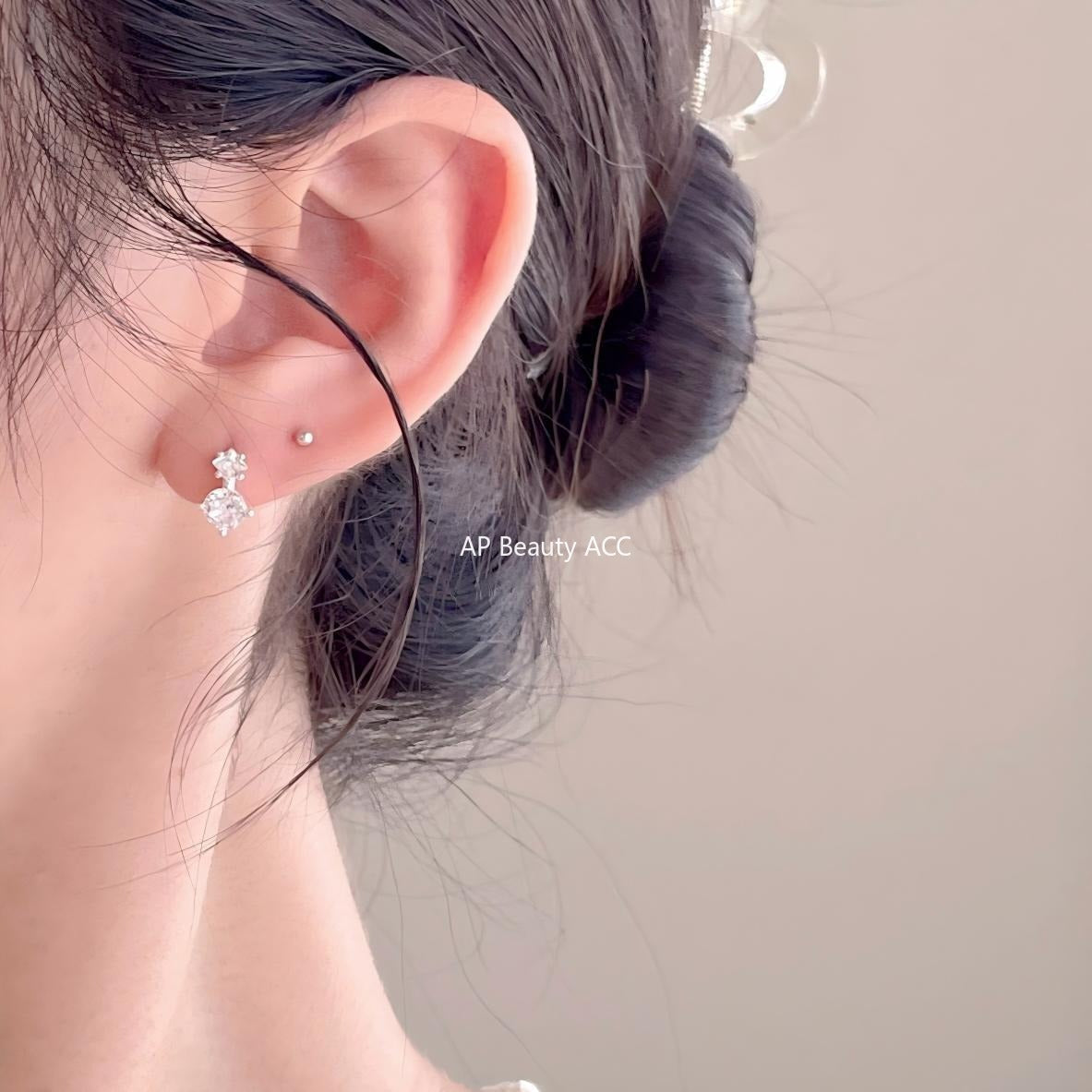 F관 - 925 실버 큐빅 디자인 링 귀걸이 [C1419] 25.11-1