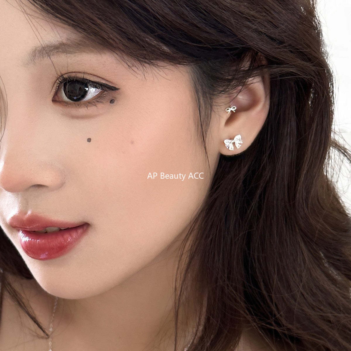 A관 - 925 은침 하트 큐빅 리본 귀걸이 [EH-4037] 25.09-2