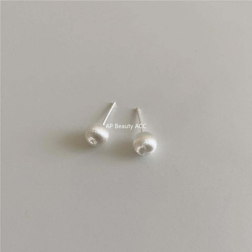 F관 - 925 실버 샌딩 원형 볼 귀걸이 [C1064] 25.09-4