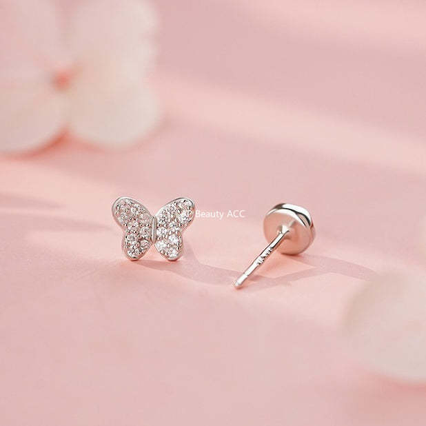 B관 - 언밸런스 나비 블루 999 실버 귀걸이 [YC4162E_1] 25.11-3