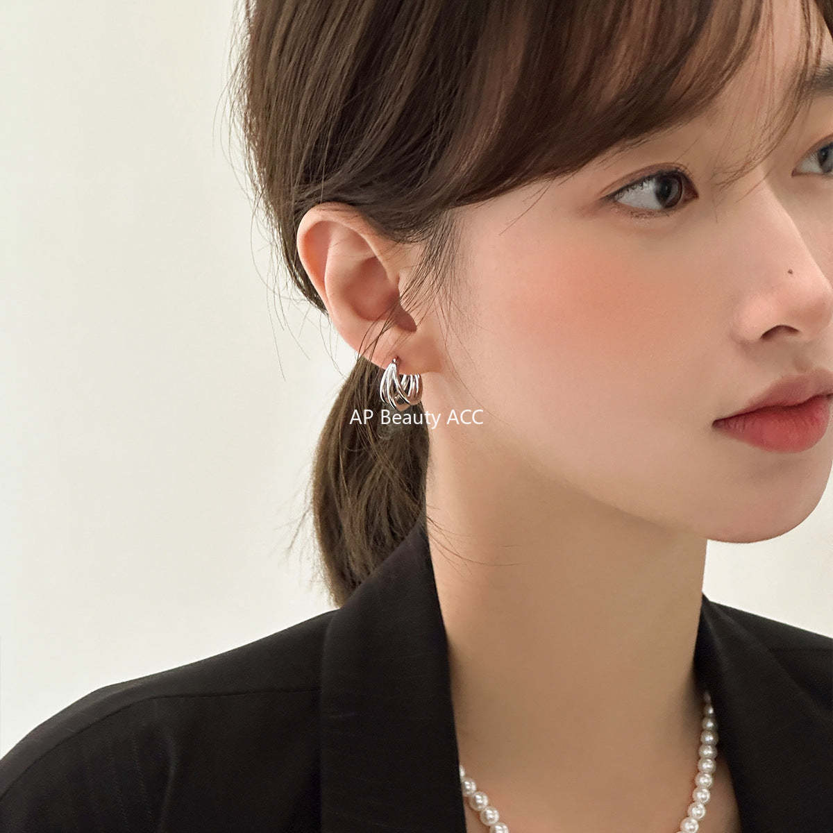 A관 - 925 은침 레이어드 기본 원형 귀걸이 [EH-3012] 24.07-2
